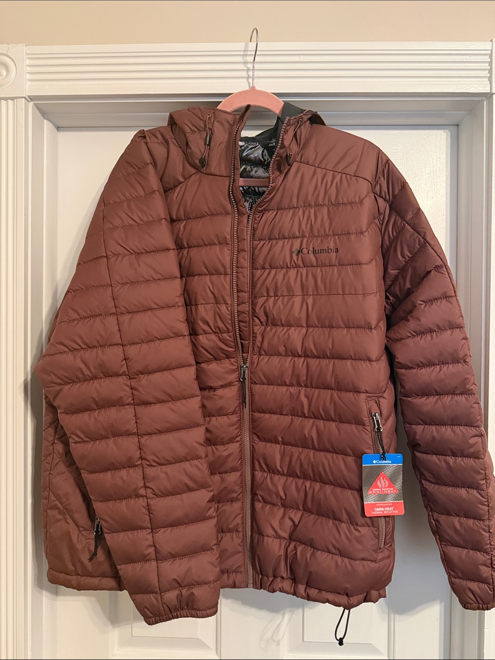 Columbia Men's Rust Brown Quilted Puffer Jacket with Hood